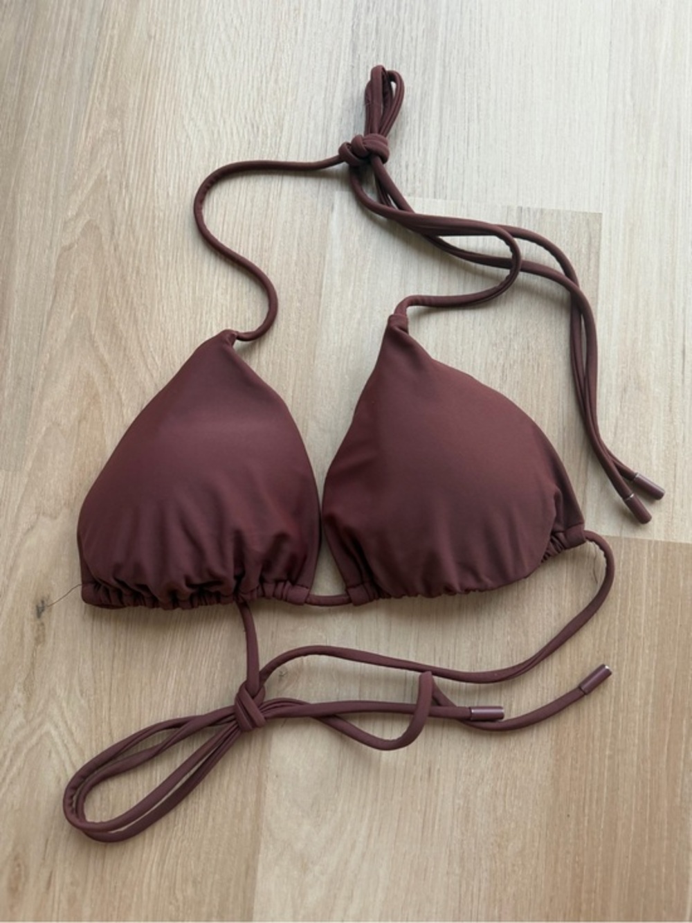 Express Body Contour Swim Brown Triangle Bikini Top Size Medium